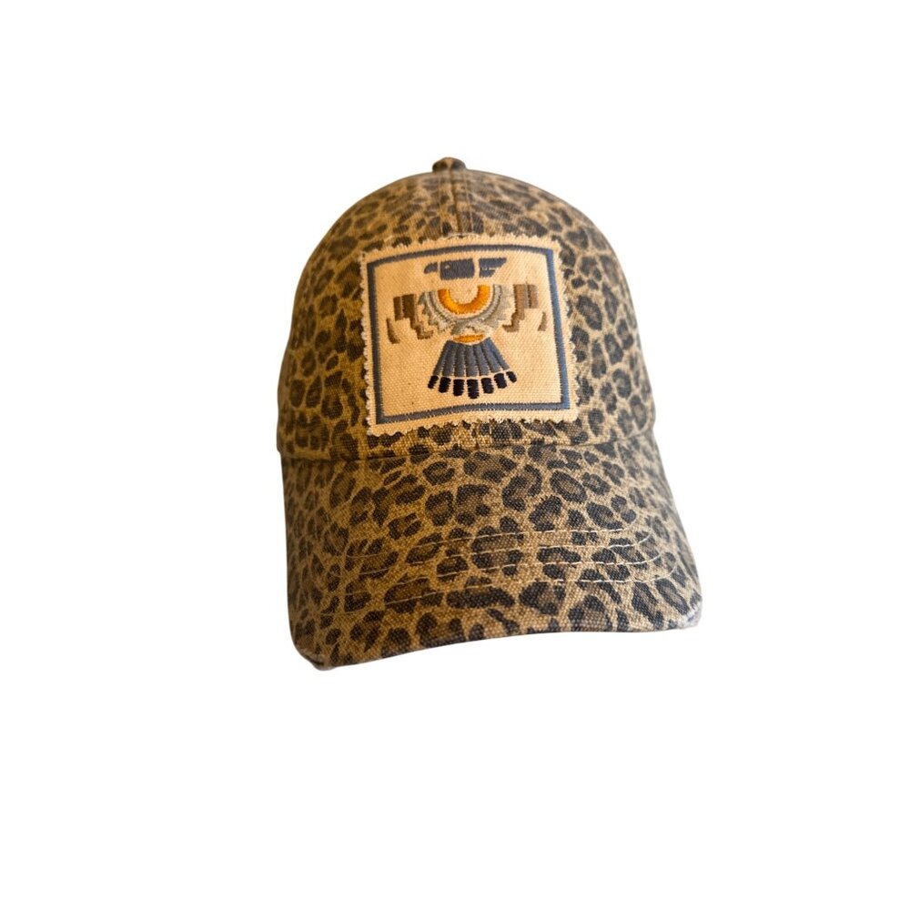 Leopard Print Mesh Back Trucker Hat Embroidered Thunderbird Patch Adjustable‎